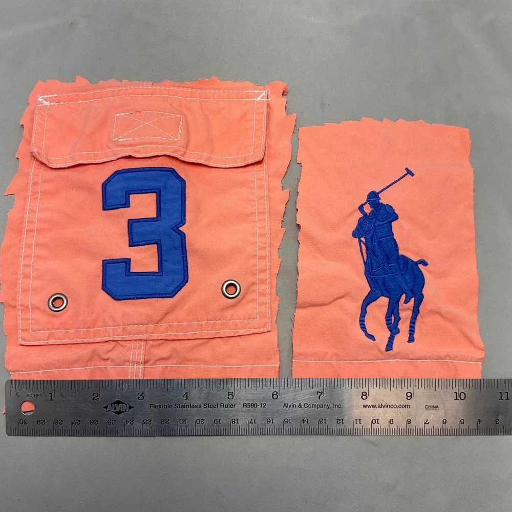 Polo Ralph Lauren Fabric Scraps OS Orange Good Big Pony 3 Logo Pocket Remnants
